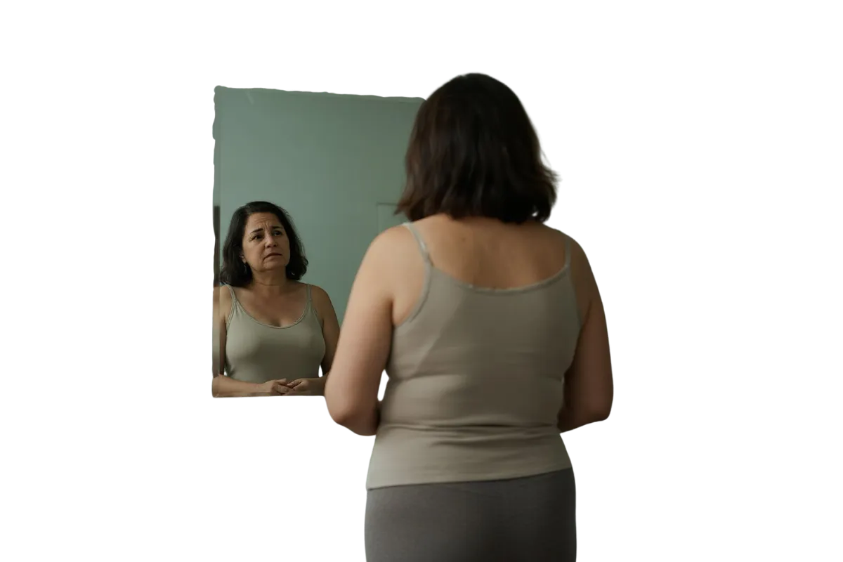 Mujer hispana antes y después de un reto cetogénico